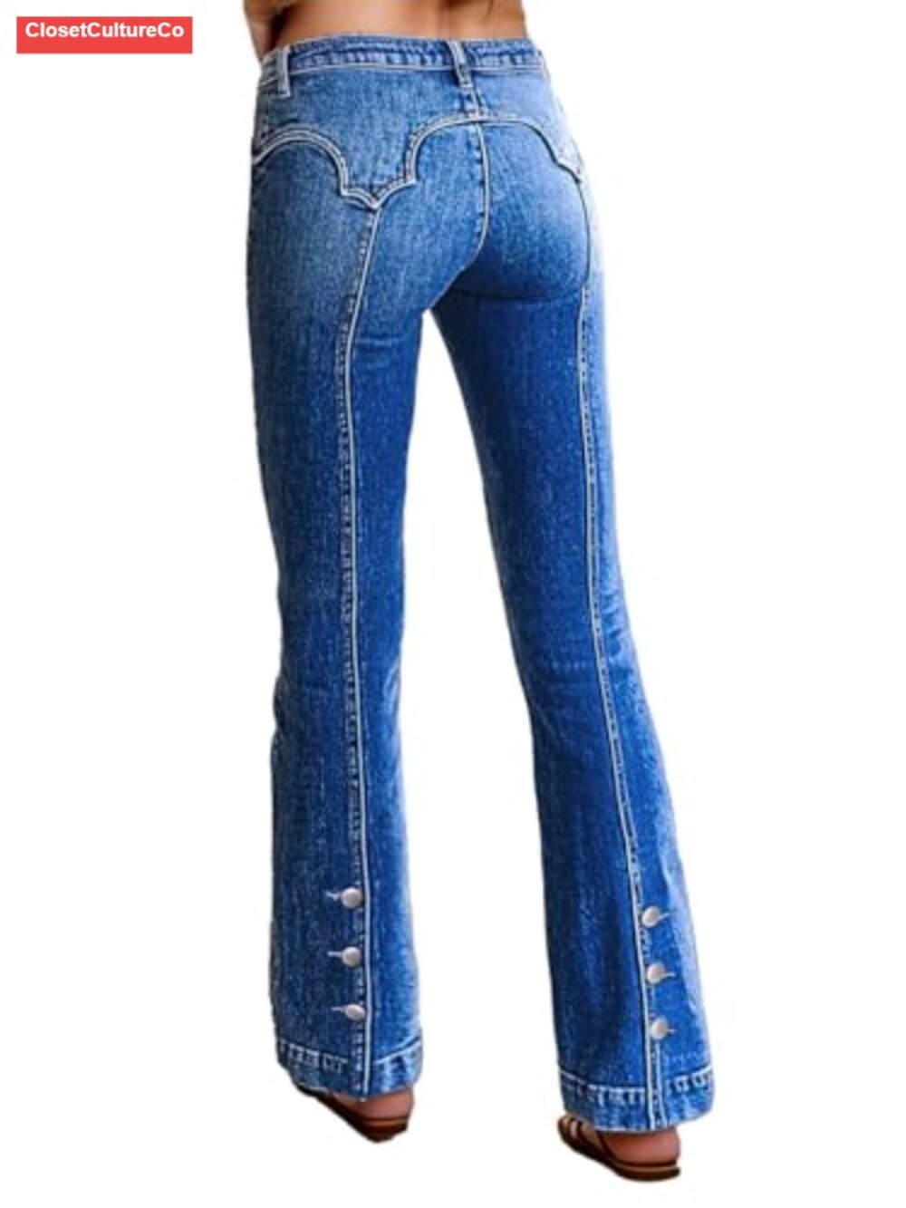High Waist Flare Jeans Butt Lifting Pockets Stretch Denim Women